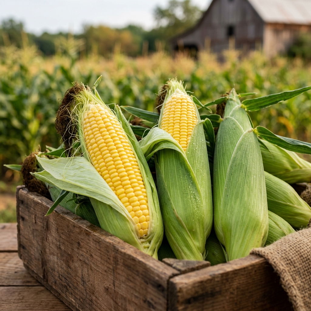 Fresh sweet corn from farms